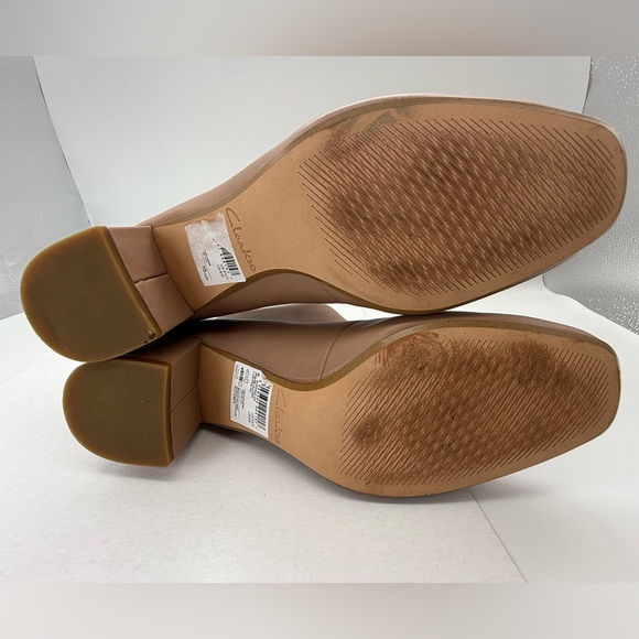 Clarks Women’s Ankle Booties Size 8 Back Zip Neutral Block Heel Blush Pink Nude - Picture 6 of 8